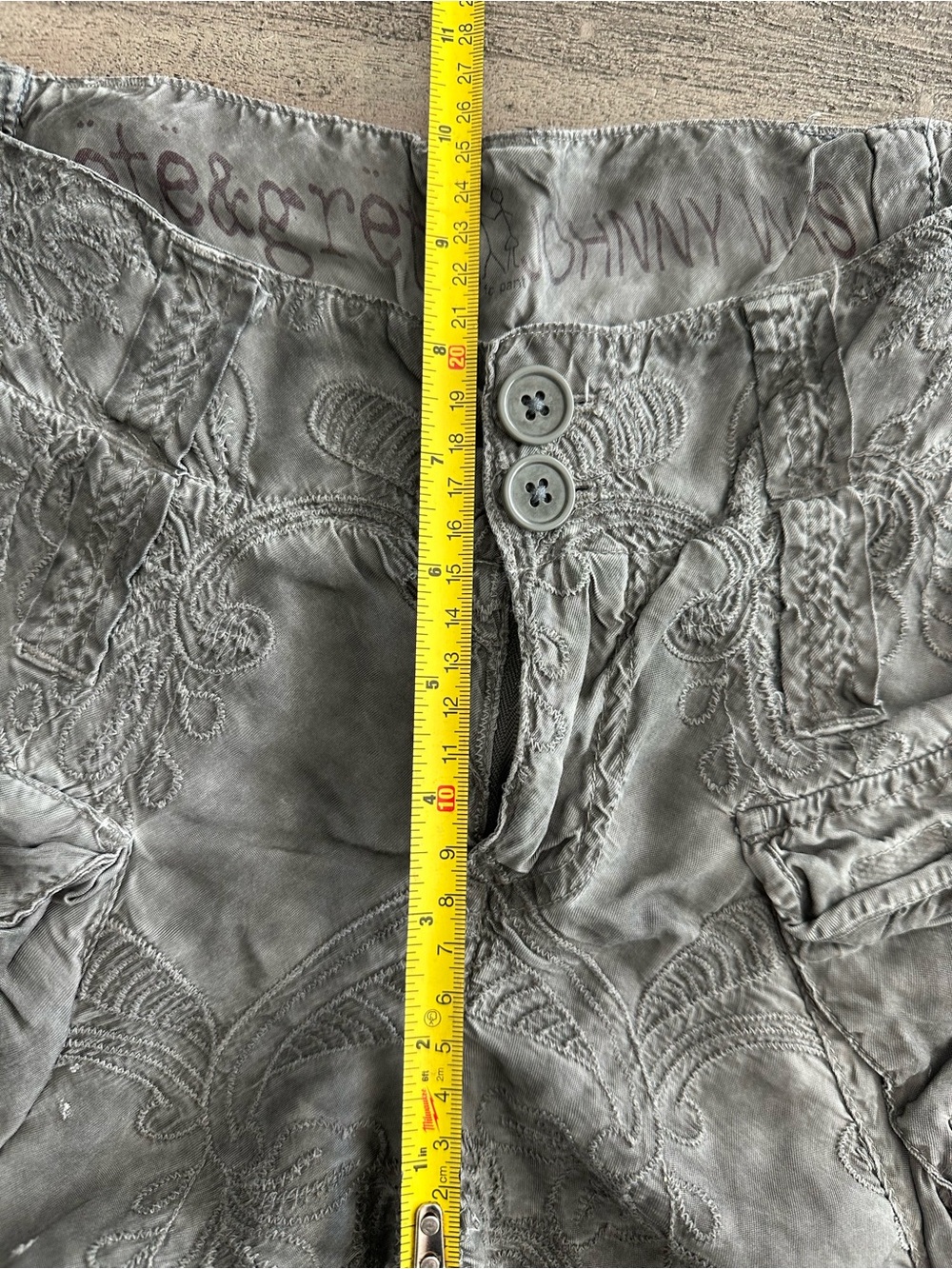 Unisex Johnny Was Pete & Greta Gray Cargo Pants with lots of Pockets size 0 - Picture 11 of 14